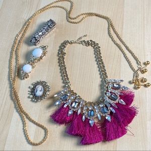 Costume Jewelry Lot - Necklace Bracelets Brooch Belt Gold Silver